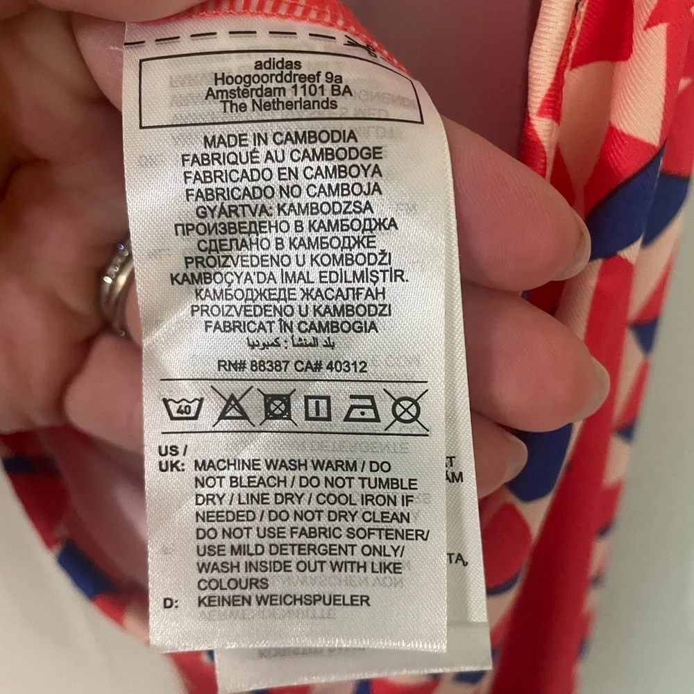 NEW Adidas Farm Rio Psychedelic Wave Red Orange Cut Out Dress Large Festival - Picture 12 of 14